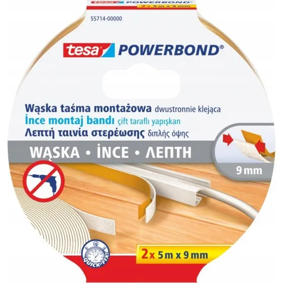 TESA PowerBond Taśma Dwustronna 2x5m x 9mm do LED