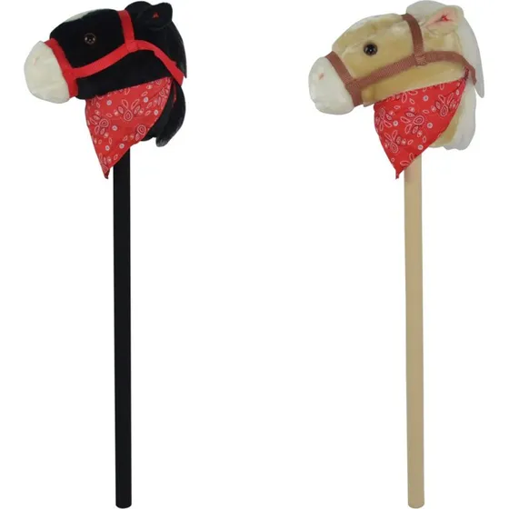 Teddies Pluszowy Konik na Tyczce 80 cm z Dźwiękiem, Czarny, z Bateriami