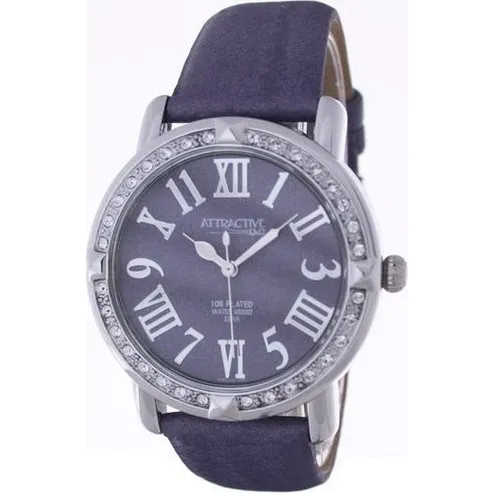 Q&Q DA93-305 Zegarek damska fioletowy 43 mm srebrna koperta