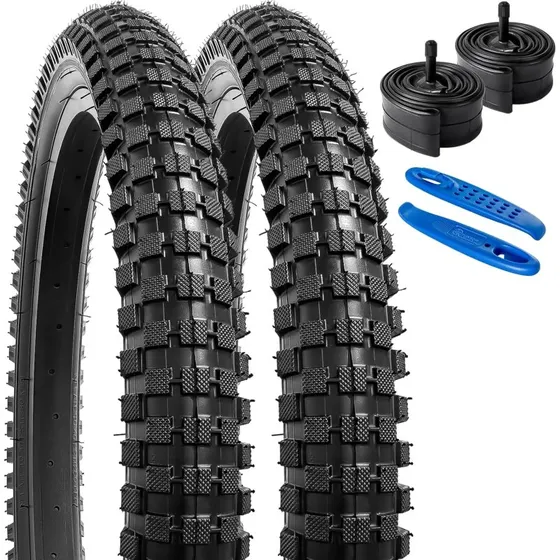 YunSCM Opony 20" 2x2.40 z dętką AV32mm do MTB