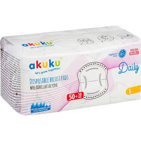 Akuku Daily Wkładki Laktacyjne 60 szt. z Wkładem Żelującym