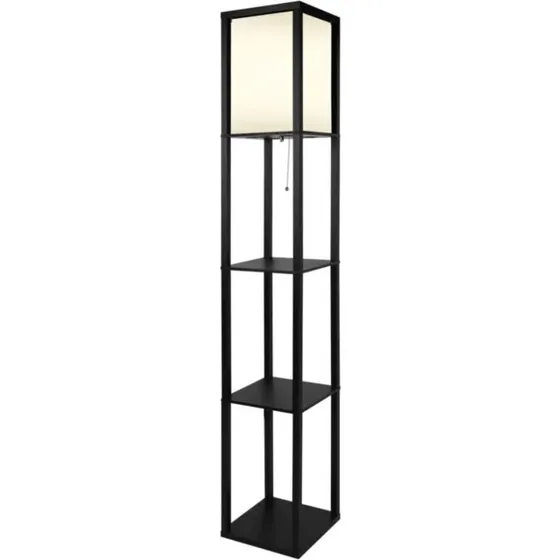 LightLogic LL SUSSE FL E27, lampa podłogowa z półkami, czarna, 160 cm