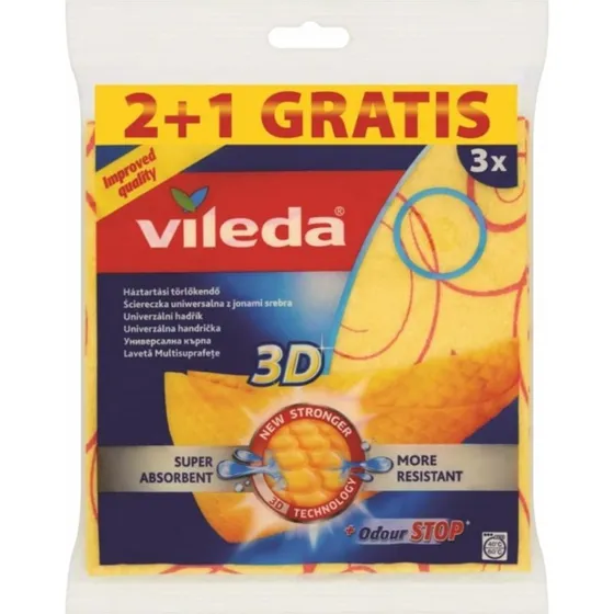 Vileda Ściereczka Uniwersalna 3D z Jonami Srebra 3 szt.