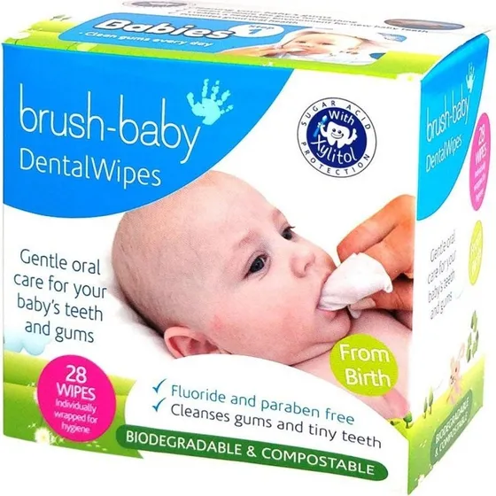 Brush-Baby DentalWipes chusteczki do czyszczenia dziąseł i zębów 28 szt.