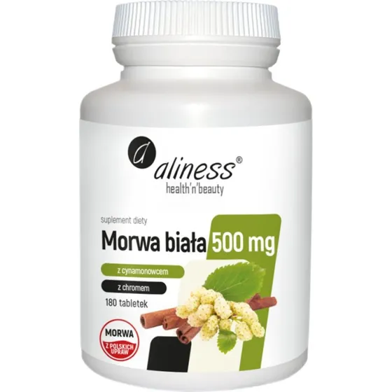 Aliness Morwa Biała 4:1 z cynamonem i chromem 500 mg, 180 tab