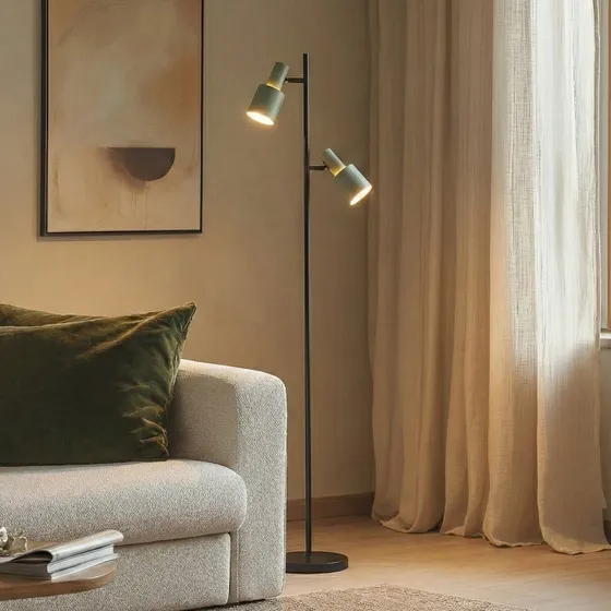 Lampa podłogowa Lindby Ovelia Green/Black, metalowa, 155 cm