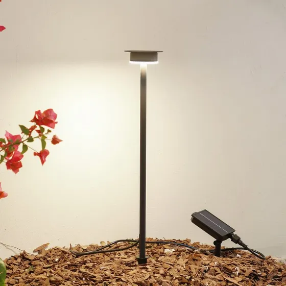 Lindby Lampa solarna LED Lyris, czarna, aluminium, 3000 K