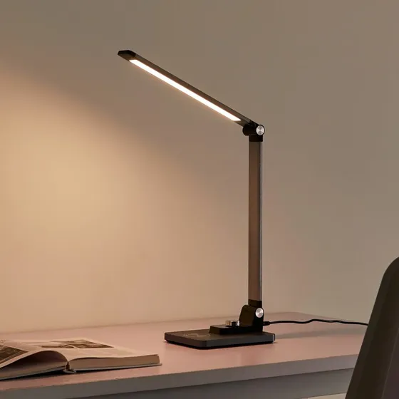 Lindby Valtaris LED Lampa Stołowa CCT Metallic/Black