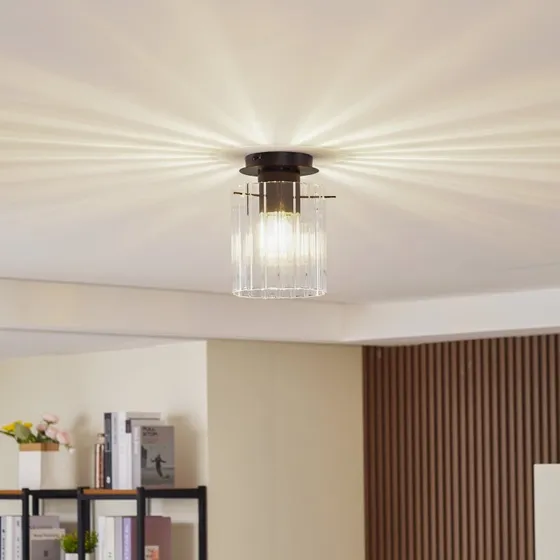 Lucande Eirian Lampa Sufitowa Clear/Black, 1-punktowa, E27