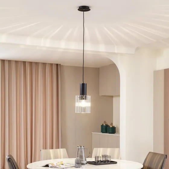 Lucande Eirian Lampa Wisząca Clear/Black, Szkło, Ø 18 cm