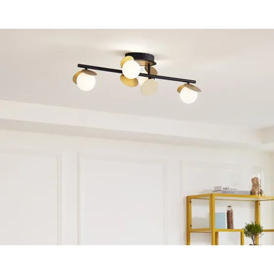 Lucande Pallo Lampa Sufitowa LED 4-punktowa Czarny/Złoty