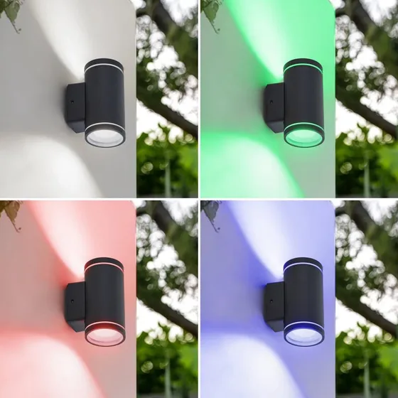 Lindby Valtin Smart LED Kinkiet Zewnętrzny RGBW Tuya IP54 Czarny