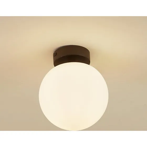 Lucande Bidolo Lampa Sufitowa IP44 Czarna, Szkło, Ø 15 cm