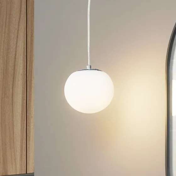 Lucande Bidolo Lampa Wisząca IP44 Chrom Szkło Ø15 cm