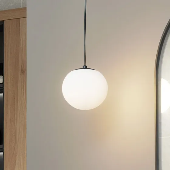 Lucande Bidolo Lampa Wisząca IP44 Czarna, Szkło, Ø 15 cm