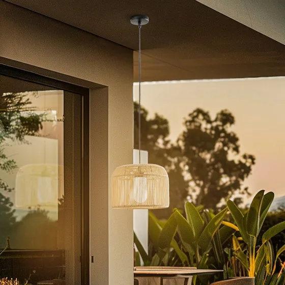 Lampa wisząca zewnętrzna Lucande Solvindor Khaki IP44