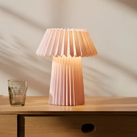 Lampa stołowa Lindby Magali Jasnoróżowy, Papier, Ø 34 cm