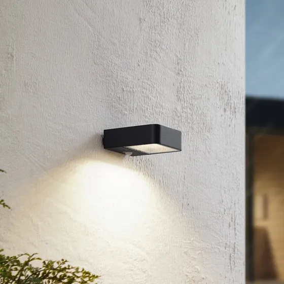 Lucande Dava Kinkiet Zewnętrzny LED Solar z Czujnikiem Ruchu, Czarny