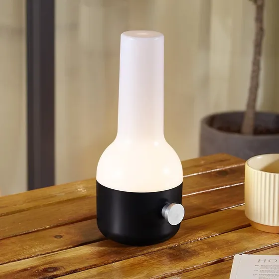 Lindby Isaline Dim. IP44 Czarna Lampa Stołowa Akumulatorowa LED