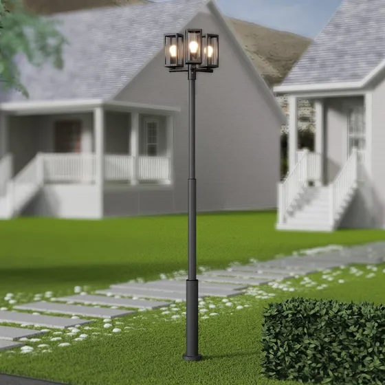 Lampa zewnętrzna Lucande Siveta 240 cm, 3-punktowa, czarna, IP65