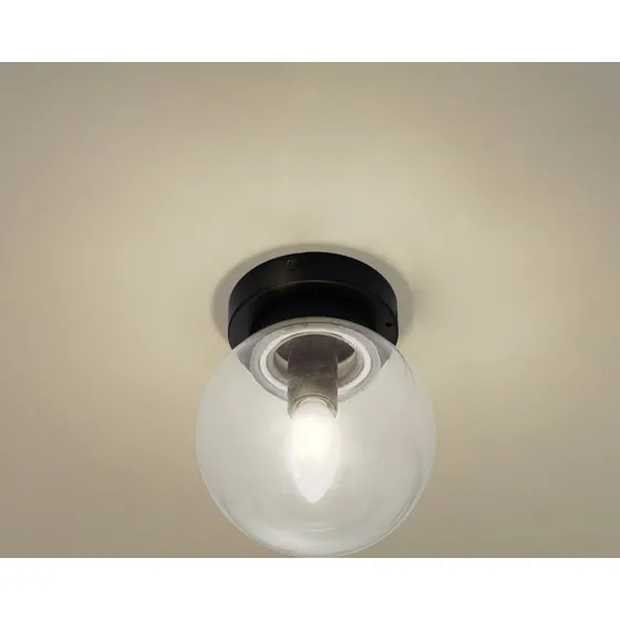 Lucande Badolo Lampa Sufitowa IP44 Czarna - Szkło Kula