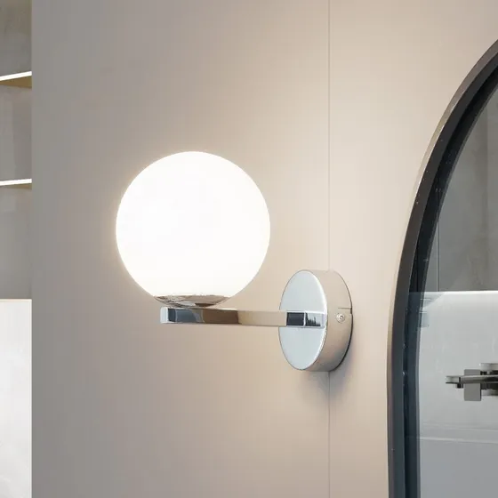 Lucande Bidolo Lampa Ścienna Chrom IP44 Szkło Kula