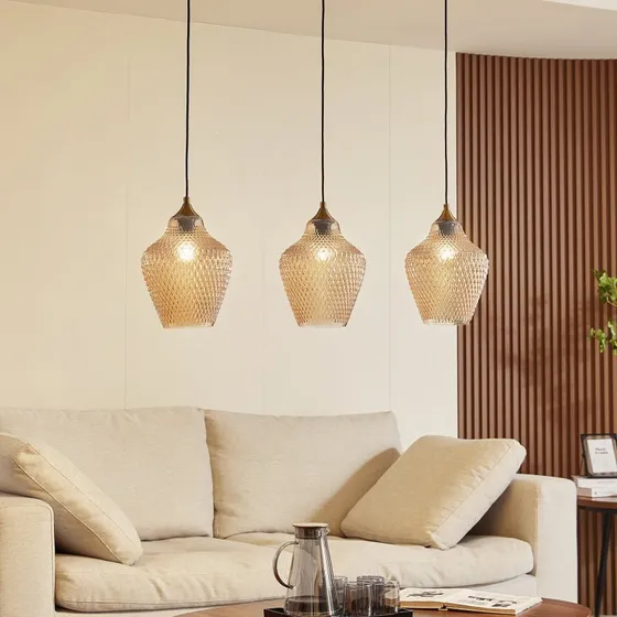Lindby Drakar 3 Lampa Wisząca Ø22 Amber