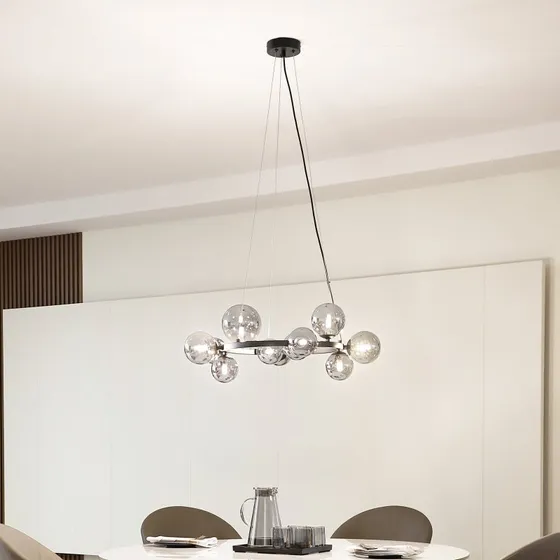 Lucande Naelen Lampa Wisząca Black/Smoke, 64,3 cm