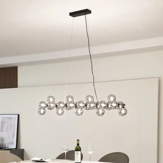 Lucande Naelen Lampa Wisząca Czarny/Przydymiony, 125 cm