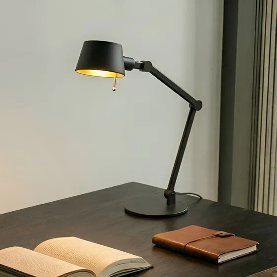 Lucande Silka Black - Lampa stołowa regulowana, czarno-złota