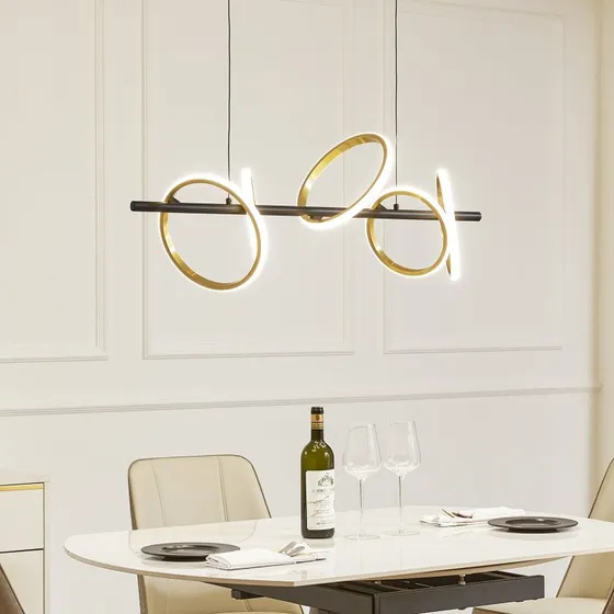 Lucande Madu L92,5 Lampa Wisząca LED Czarna/Złota/Biała