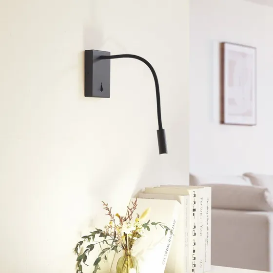 Lucande Hetti LED Lampa Ścienna Czarna - Kinkiet do czytania