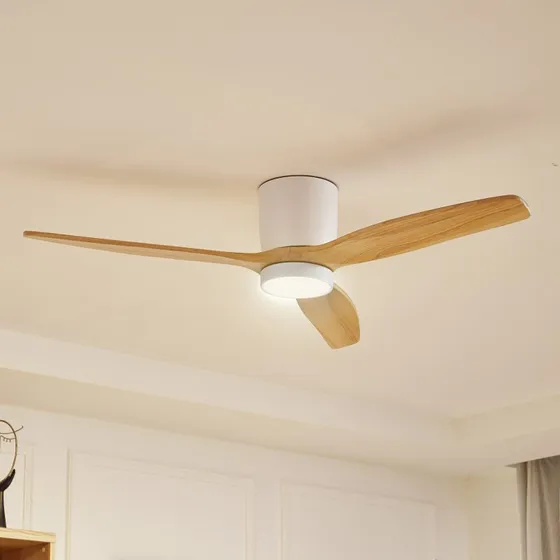Lucande Faipari Wentylator Sufitowy LED DC 132 cm, Jasne Drewno