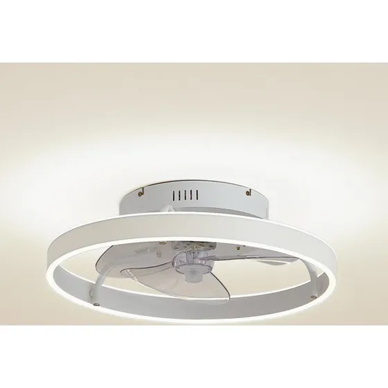 Wentylator sufitowy LED Lindby Momitu, biały, aluminium, Ø 50 cm