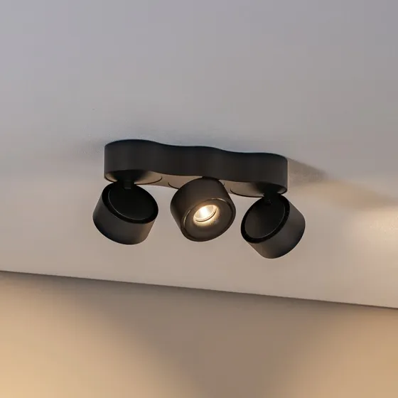 Arcchio Lampa sufitowa LED Rotari, 3-punktowa, czarna