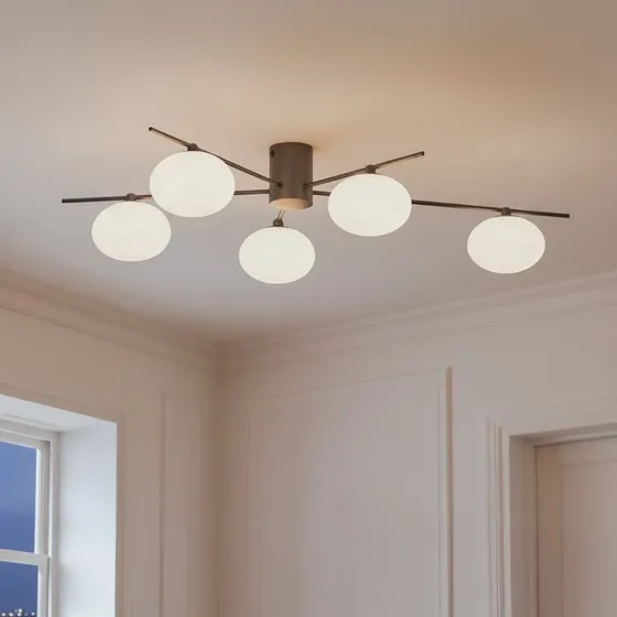 Lindby Valisa 5 Lampa Sufitowa Czarna - Szkło