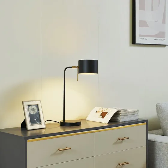 Lindby Kaida Lampa Stołowa Czarna - Metalowa