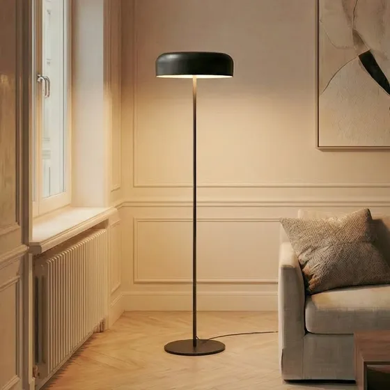 Lindby Edion Lampa Podłogowa Czarna, Metalowa, 145 cm