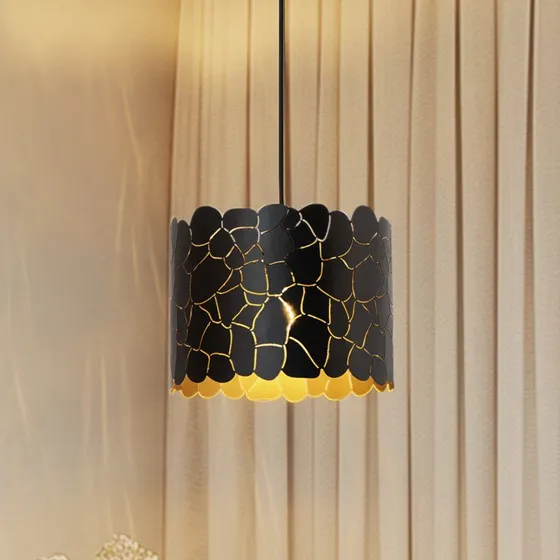 Lindby Aralena Lampa Wisząca Czarny/Złoty, Metal, Ø 26 cm