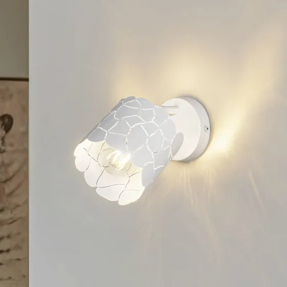 Kinkiet Lindby Aralena, biały, metalowy, Ø 12 cm