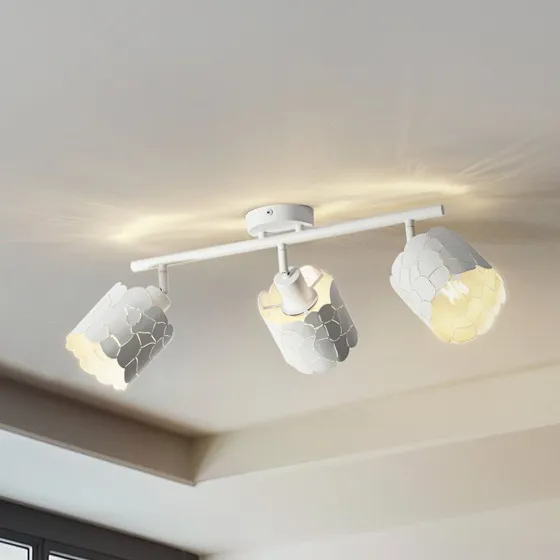 Lampa sufitowa Lindby Aralena 3, biała, metalowa, 70,5 cm