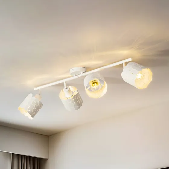Lampa sufitowa Lindby Aralena, biała, 4-punktowa, 97 cm