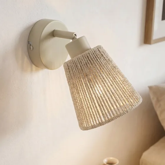 Lindby Anuva Spot ścienny beżowy, papierowy, E14
