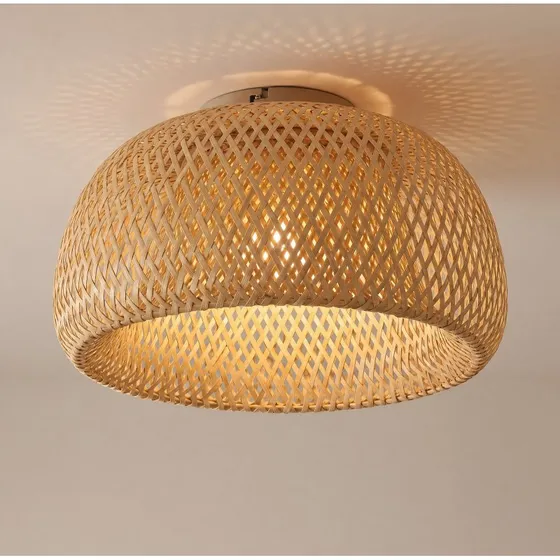 Lampa sufitowa Lindby Jadwiga, bambus, Ø 45 cm, E27
