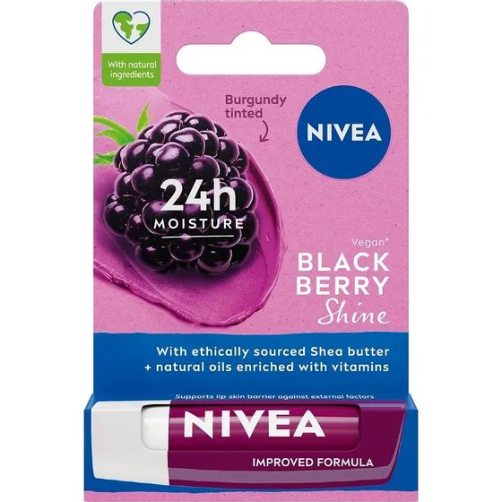 Nivea Blackberry Shine – Pielęgnująca pomadka do ust 4.8g