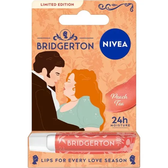 Nivea Bridgerton Edition Penelope & Colin pomadka do ust Peach Tea 4.8g