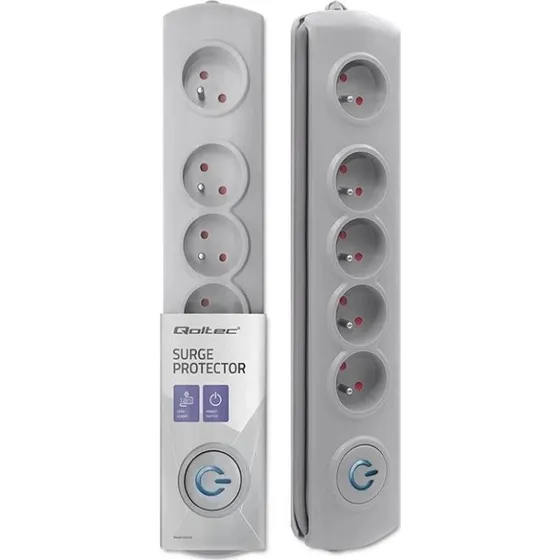 Qoltec Listwa antyprzepiciowa 5 gniazd 1.8m szara
