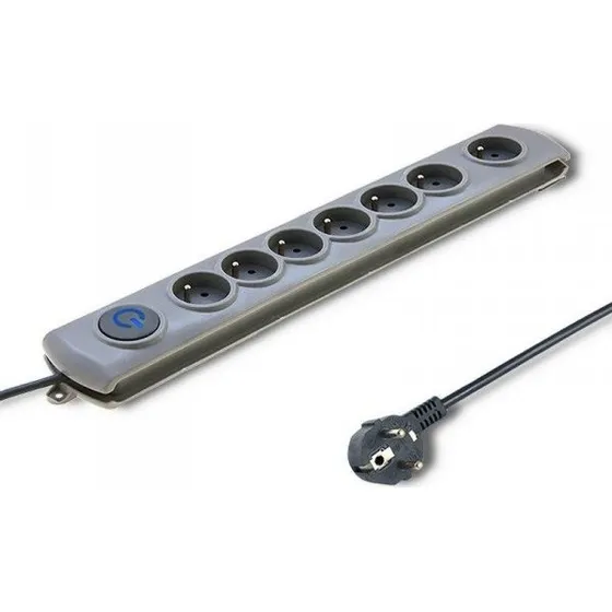 Qoltec Quick Switch Listwa zasilajca 8 gniazd 1,8 m szara
