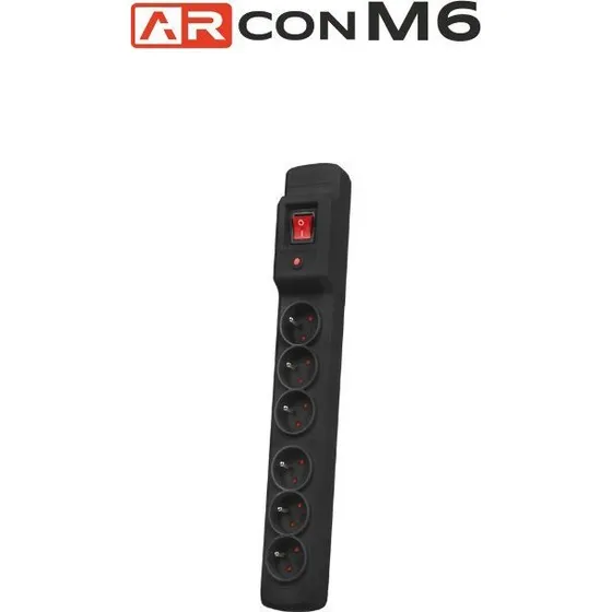 Armac ARCON M6 6 gniazd 1,5m czarna listwa przeciwprzepiciowa