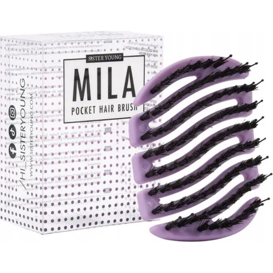 Sister Young Mila Pocket Liliac BV - Mini szczotka z włosiem dzika
